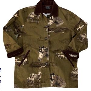 Bits and Brindle Shirt Jacket brown and corduroy horse vintage top medium